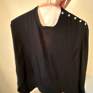 Elegant Black Button-Detail Women's Top